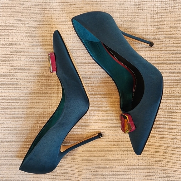 Zara x Swarovski Limited Edition Satin Heels 39 NWOT - Picture 2 of 4